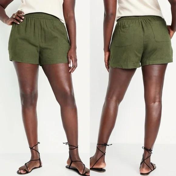 Old Navy High-Waisted Linen-Blend Pull-On Shorts -- 3.5” inseam XL NWT - Picture 1 of 7